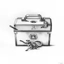 tool box, cheese, wine,  tattoo design idea