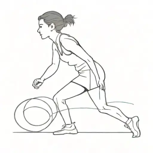 a simple but pretty whole body non-detailed minimalist one line art of a short haired female athlete runner tattoo design idea