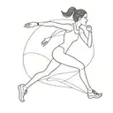 a minimal line art of a runner female in a shape of letter I tattoo design idea