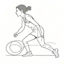 a simple but pretty whole body non-detailed minimalist one line art of a short haired female athlete runner tattoo design idea