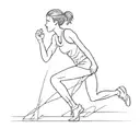 a simple but pretty whole body non-detailed minimalist one line art of a short haired female athlete runner tattoo design idea