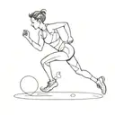 a simple but pretty whole body non-detailed minimalist one line art of a short haired female athlete runner tattoo design idea
