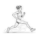 a simple but pretty whole body non-detailed minimalist one line art of a short haired female athlete runner tattoo design idea