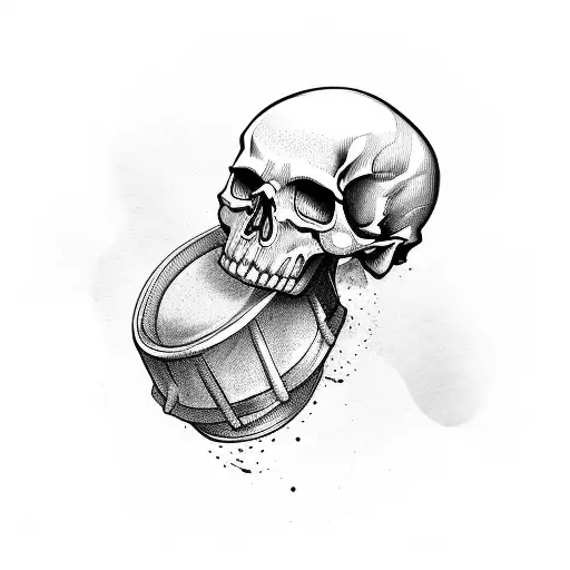 skull drummer tattoo design idea