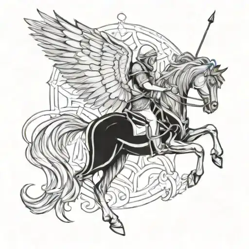 The symbol of the month of Azar is a half-horse winged archer tattoo design idea