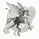 The symbol of the month of Azar is a half-horse winged archer tattoo design idea