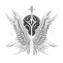 Angel wings intertwined with a sword tattoo design idea