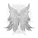 Angel wings intertwined with a sword tattoo design idea