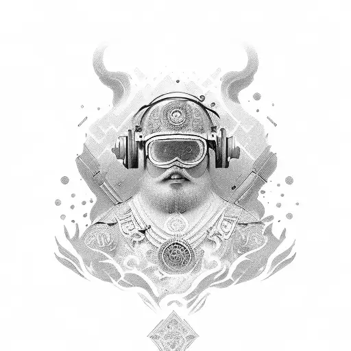 monk in meditation mode tattoo design idea