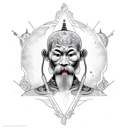 monk in meditation pose tattoo design idea