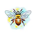 bee with honey comb tattoo design idea