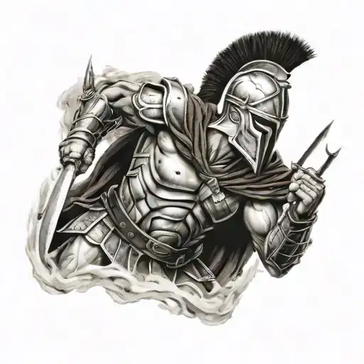 spartan fighter tattoo design idea