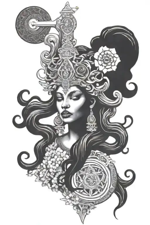 black hecate goddess tattoo design idea