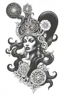 black hecate goddess tattoo design idea