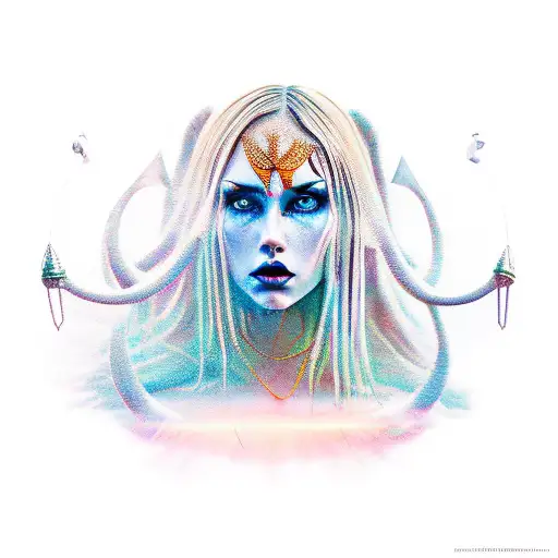 mythical, supernatural, beautiful female figure tattoo design idea