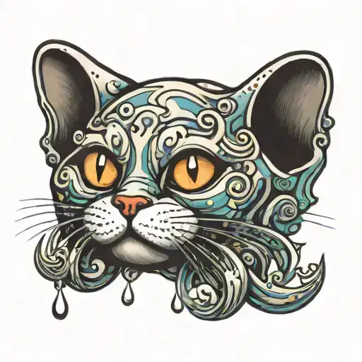 Cat in an Oyster tattoo design idea