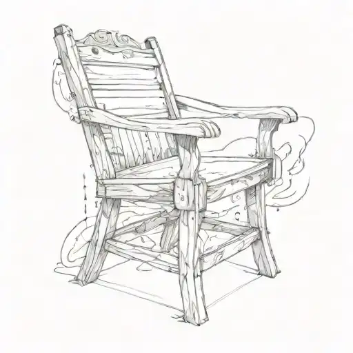 Director's chair in a Valhalla-inspired setting tattoo design idea