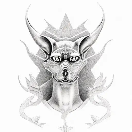 Anubis half body tattoo design idea
