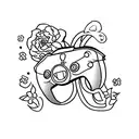  Xbox controller and flowers around it, girly tattoo design idea