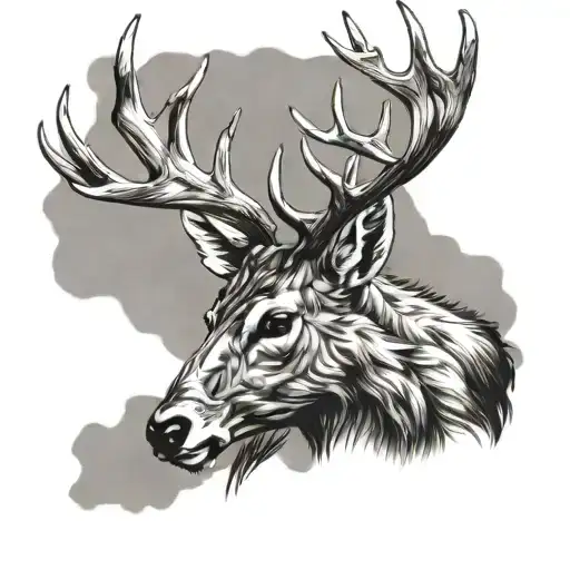 Deer silhouette with a subtle UFC reference hidden within the antlers tattoo design idea