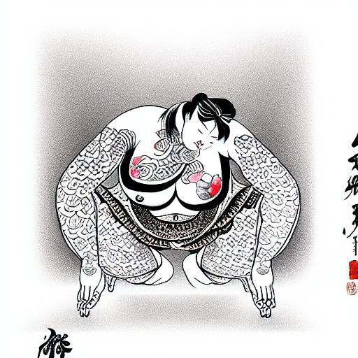 big breasted woman bending over tattoo design idea