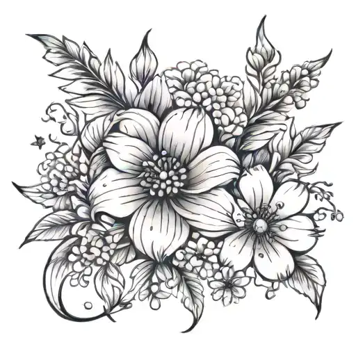 meadow cosmic flowers tattoo design idea
