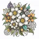 meadow cosmic flowers tattoo design idea