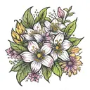 meadow cosmic flowers tattoo design idea