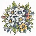 meadow cosmic flowers tattoo design idea