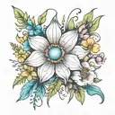 meadow cosmic flowers tattoo design idea
