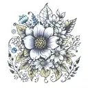 meadow cosmic flowers tattoo design idea