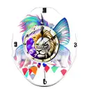fairy on lion with clock behinde tattoo design idea