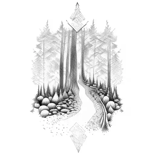 forest trail tattoo design idea