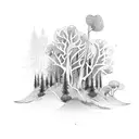 forest trail tattoo design idea