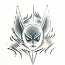 Front facing bat with windbars as wings, lightning striking behind the bat tattoo design idea