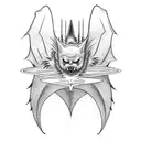 Front facing bat with windbars as wings, lightning striking behind the bat tattoo design idea
