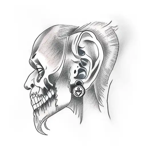 a realistic human scribbled in pencil, with the shadow of a demon whispering in his ear tattoo design idea