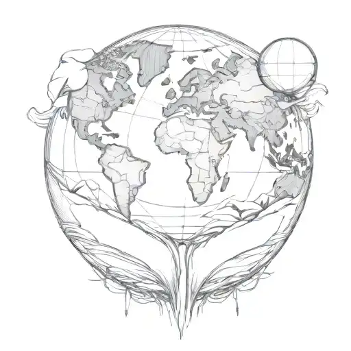 shaped a square stone to a globe for children  tattoo design idea