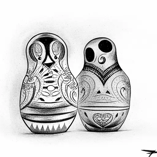 Black Matryoshka tattoo design idea