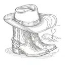 cowboy boot and hat surrounded tattoo design idea