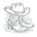cowboy boot and hat surrounded tattoo design idea