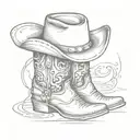 cowboy boot and hat surrounded tattoo design idea