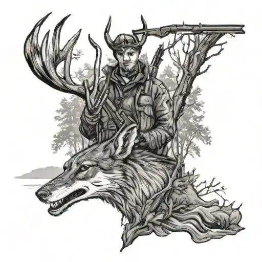 hunting scene tattoo design idea
