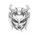 devil dancing with woman tattoo design idea