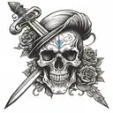 skull and dagger tattoo design idea
