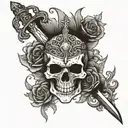 skull and dagger tattoo design idea