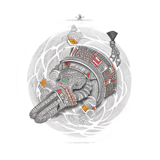 african continent, with the armor of God, with drumming and music tattoo design idea