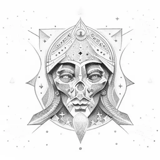 god annubis with a blue and purple night with stars tattoo design idea