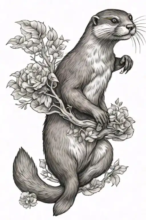 otter holding tattoo design idea