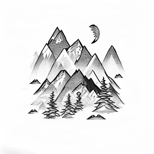 mountain scene with dates in it  tattoo design idea
